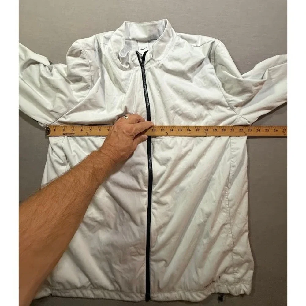 Nike StormFIT Mens XL‎ White Lightweight Full Zip Jacket Windbreaker Athletic